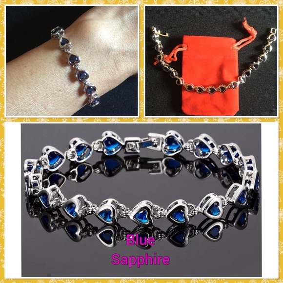 Topaz rhinestone white gold plated tennis bracelet - Picture 3 of 4